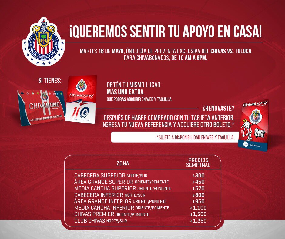 Boletos Chivas vs Toluca semifinales vuelta clausura 2017